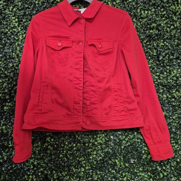 Jones New York Jackets & Blazers - Jones New York Vibrant Red Jean Jacket